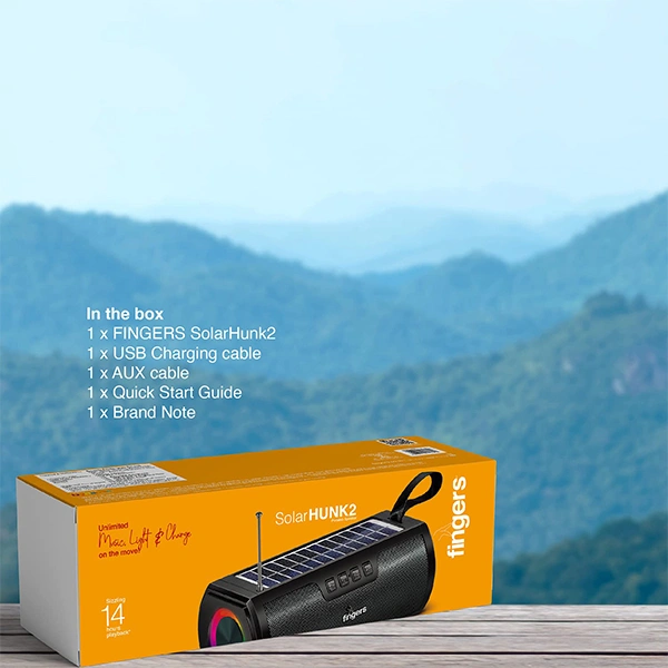 Fingers FINGERS SolarHunk2 8 W Bluetooth Party Speaker