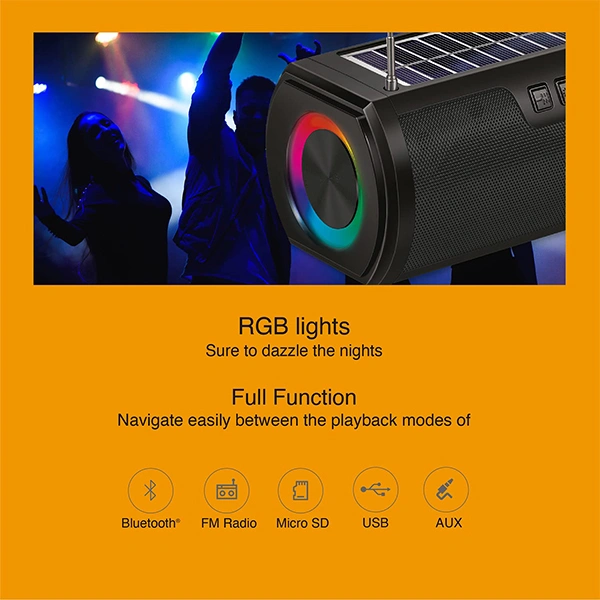 Fingers FINGERS SolarHunk2 8 W Bluetooth Party Speaker