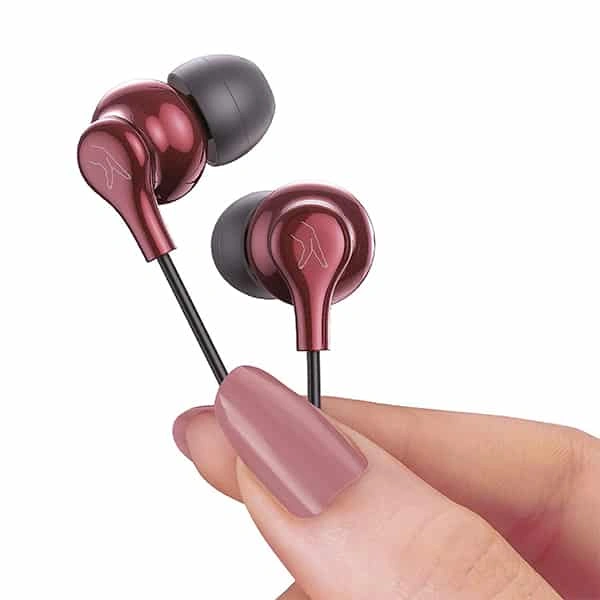 Fingers FINGERS SoundBoss Wired in Ear Earphone with Mic - Burgundy - Burgundy