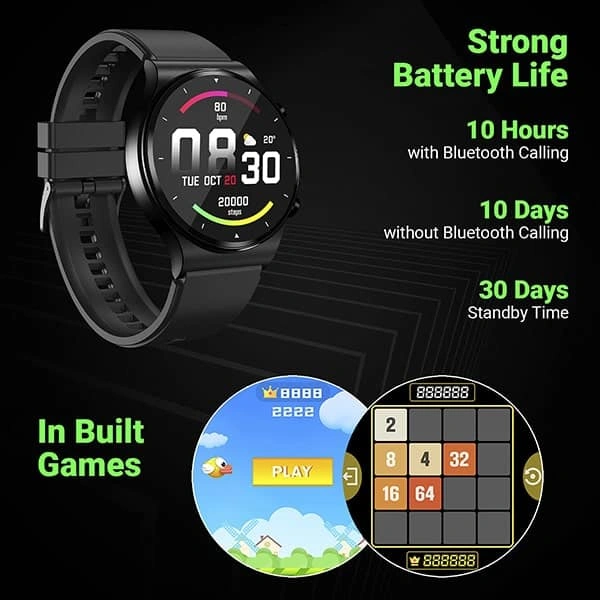 Fire-Boltt 360 Pro Bluetooth Calling Smart Watch - Tarnish Black - Tarnish Black