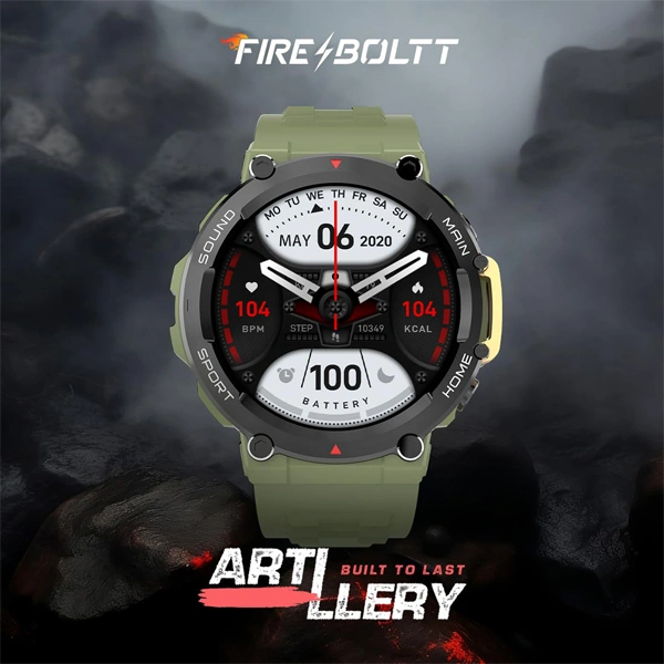 Fire-Boltt Artillery 1.5” HD Display Smart Watch - Green - Green
