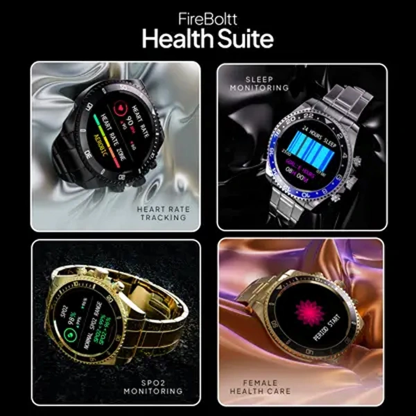Fire-Boltt Astra Luxury Stainless Steel Smart Watch - Gold Black - Gold Black