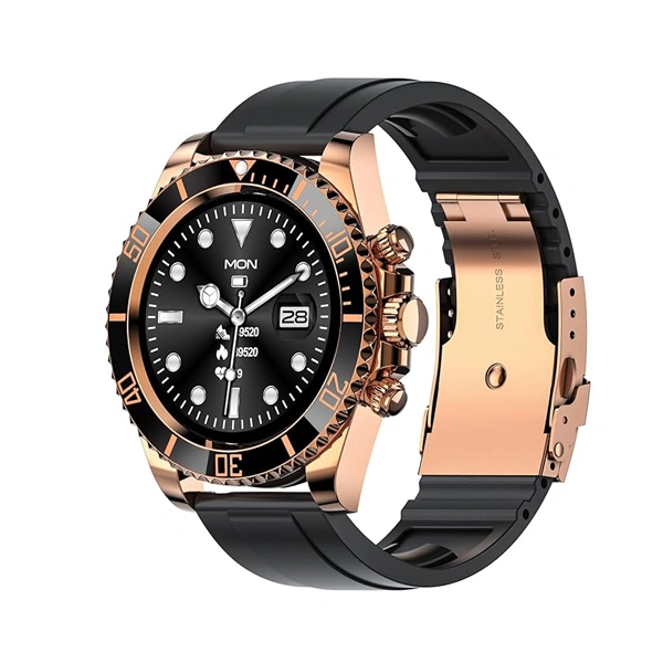 Fire-Boltt Avalanche Luxury Stainless Steel Smart Watch - Black Silicone - Black Silicone