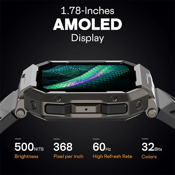 Fire-Boltt Cobra 1.78" AMOLED Army Grade Build Smartwatch - Active Black - Active Black