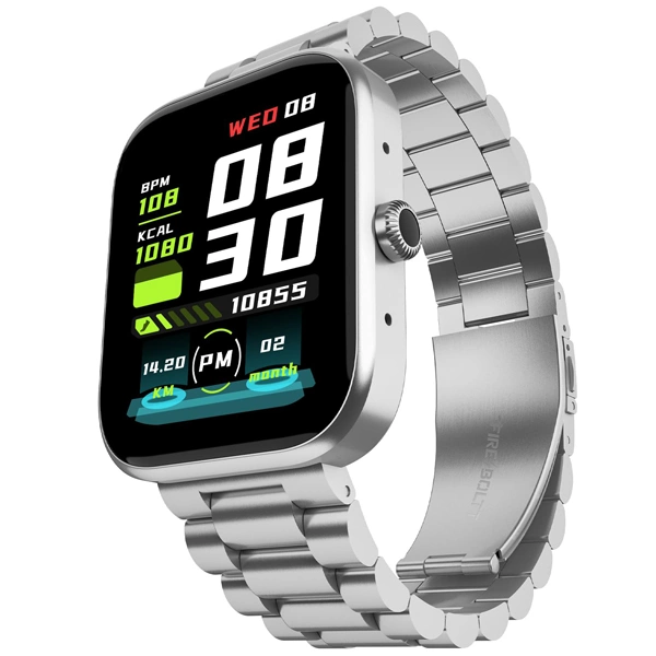 Fire-Boltt Encore Stainless Steel Smart Watch With 1.83” Full Touch Screen Display - Silver - Silver