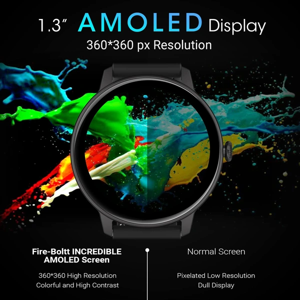 Fire-Boltt Incredible 1.3" AMOLED 360X360 Pixel Resolution Smartwatch - Black, White