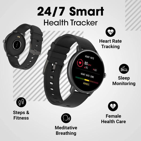 Fire-Boltt Incredible 1.3" AMOLED 360X360 Pixel Resolution Smartwatch - Black, White