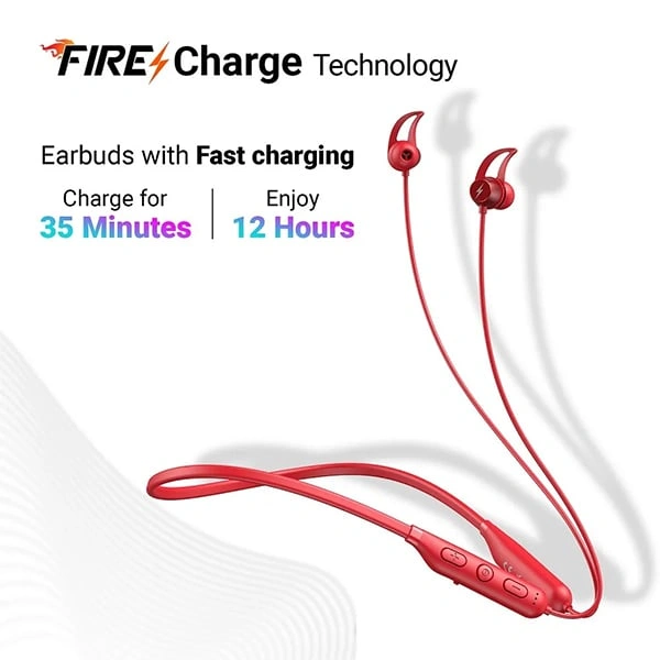 Fire-Boltt Ninja Pro 201 Bluetooth Neckband - Red - Red