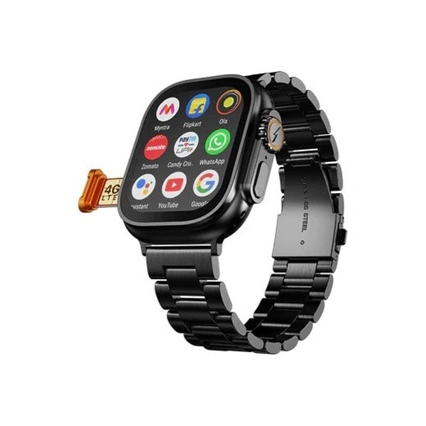 Fire-Boltt Oracle WristPhone - 4G SIM/LTE/WiFi, Android OS Smartwatch - Black-Chrome - Black-Chrome