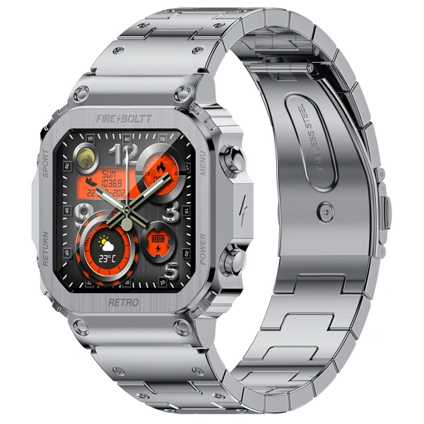 Fire-Boltt Retro 39.1mm (1.54) Display Smartwatch - Silver - Silver
