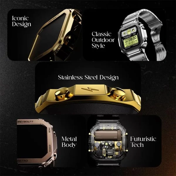 Fire-Boltt Retro 39.1mm (1.54) Display Smartwatch - Silver - Silver