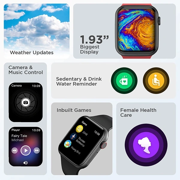 Fire-Boltt Ring Plus Calling Smartwatch - Red - Red