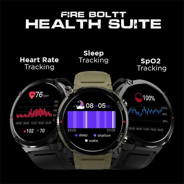 Fire-Boltt Sphere 1.6" Sporty Rugged Smartwatch - Gold Black - Gold Black