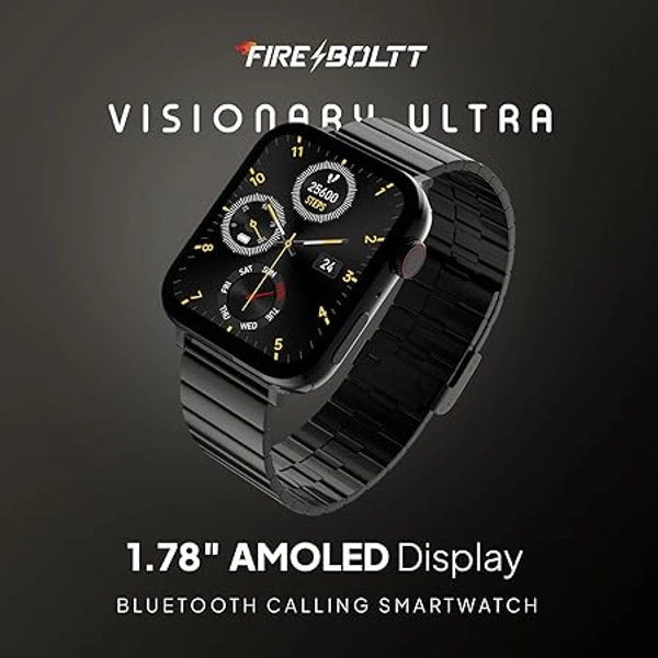 Fire-Boltt Visionary Ultra 1.78" AMOLED, Stainless Steel Luxury Smart Watch - Black - Black