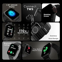 Fire-Boltt Visionary Ultra 1.78" AMOLED, Stainless Steel Luxury Smart Watch - Black - Black