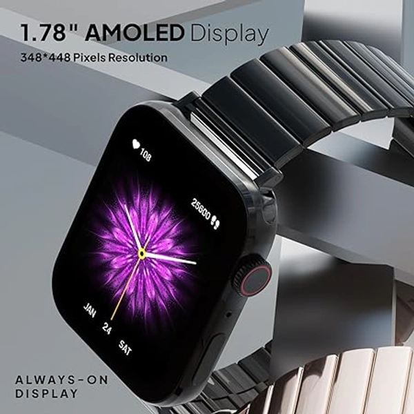 Fire-Boltt Visionary Ultra 1.78" AMOLED, Stainless Steel Luxury Smart Watch - Black - Black