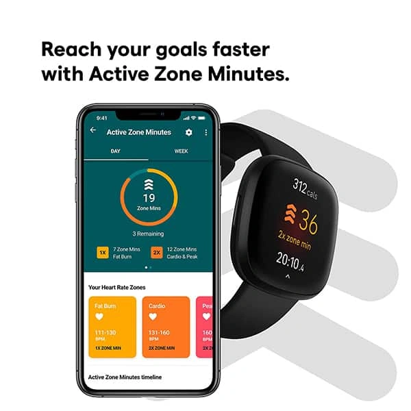 Fitbit Versa 3 Health &amp; Fitness Smartwatch with GPS - Multicolour - Multicolour