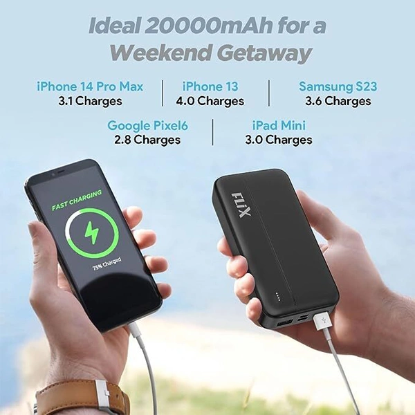 Flix FLiX (Beetel) P25 UltraCharge 22.5 Watt 20000 mAh QCPD Power Bank - Black