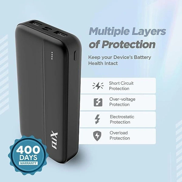Flix FLiX (Beetel) P25 UltraCharge 22.5 Watt 20000 mAh QCPD Power Bank - Black