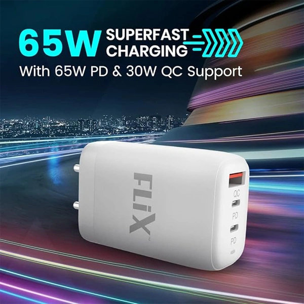 Flix FLiX (Beetel) Storm 65W PD & QC GaN Tech Fast Charging Wall Charger