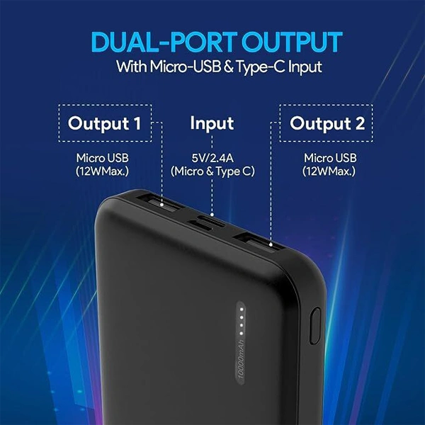 Flix FLiX(Beetel) P10 PowerXtreme 12 Watt 10000 mAh Slim Power Bank - Black