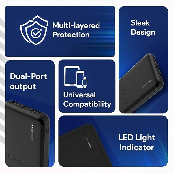 Flix FLiX(Beetel) P10 PowerXtreme 12 Watt 10000 mAh Slim Power Bank - Black