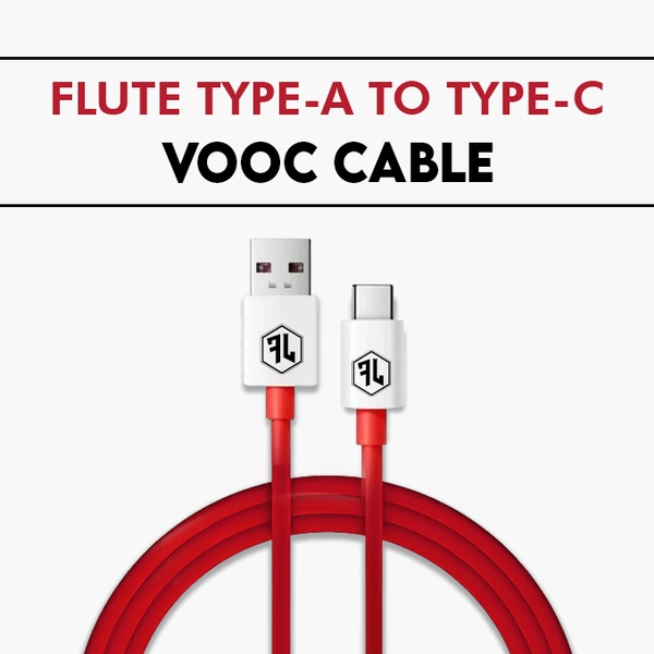 Flute Lifestyle Flute Type-A to Type-C VOOC Cable - Active Black, Bold Blue, Pearl White