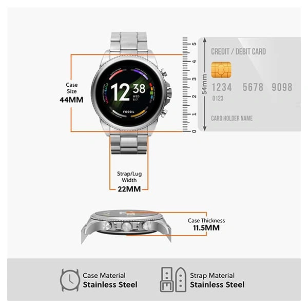 Fossil FTW4060 Men Smartwatch with Stainless Steel Strap