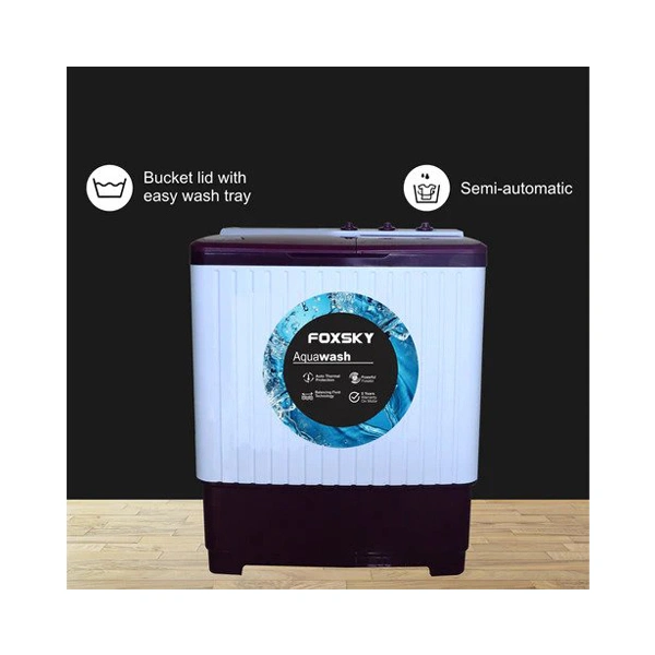 Foxsky 7.5 kg Semi-Automatic Top Load Washing Machine With Magic Filter - Maroon