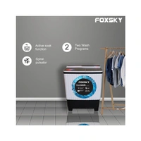 Foxsky 8 Kg Top Loading Semi-Automatic Washing Machine with 3D Scrub Technology - Maroon