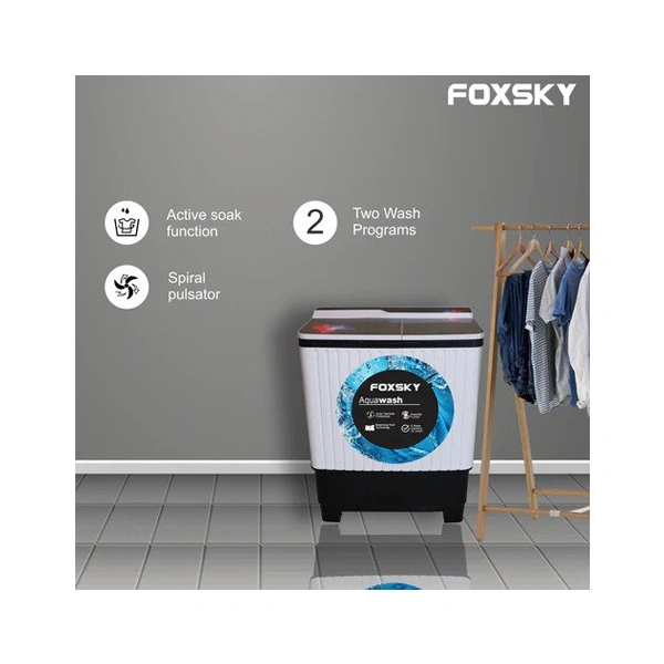 Foxsky 8 Kg Top Loading Semi-Automatic Washing Machine with 3D Scrub Technology - Maroon