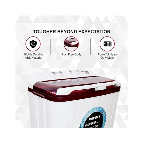 Foxsky 8.6 kg Semi-Automatic Top Loading Washing Machine - Maroon