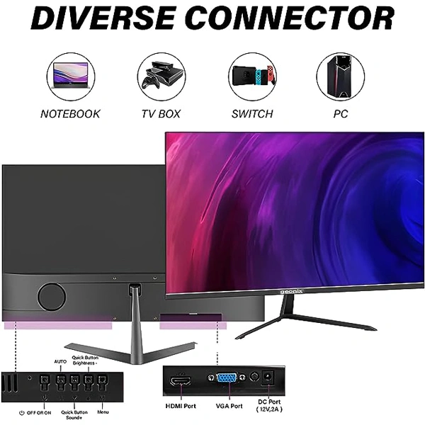 Geonix 22 Inch HD PC LED IPS Panel Monitor (HDMI/VGA)