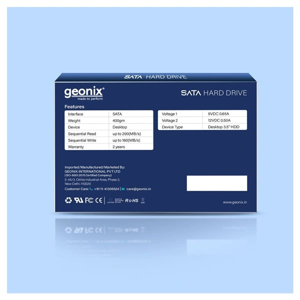 Geonix 2TB Desktop Hard Disk Drive - Silver