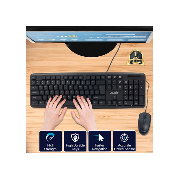 Geonix GXBM-01 Wired Keyboard Mouse Combo - Black