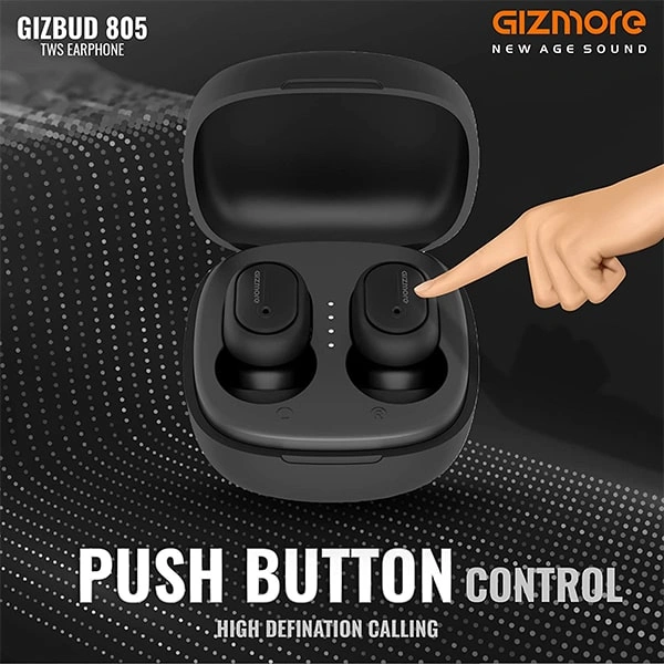 Gizmore GIZMORE GIZBUD 805 TWS Bluetooth Earbuds - Black - Black
