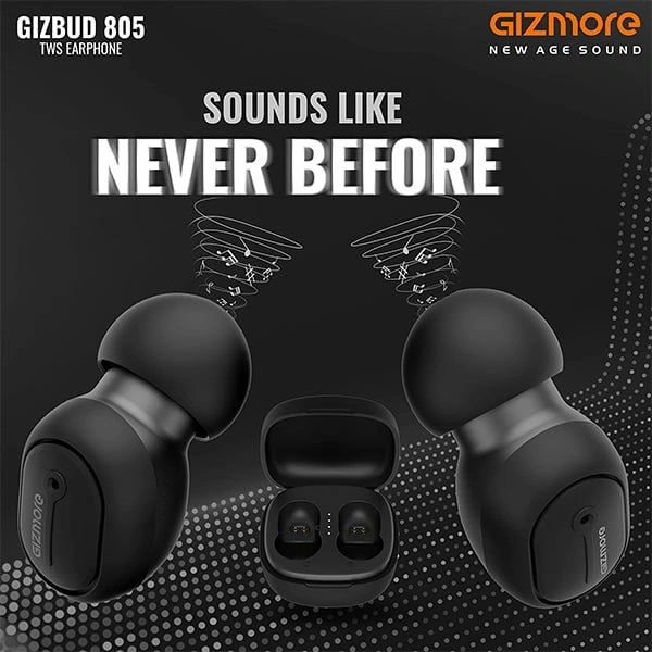 Gizmore GIZMORE GIZBUD 805 TWS Bluetooth Earbuds - Black - Black