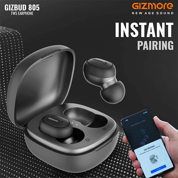Gizmore GIZMORE GIZBUD 805 TWS Bluetooth Earbuds - Black - Black