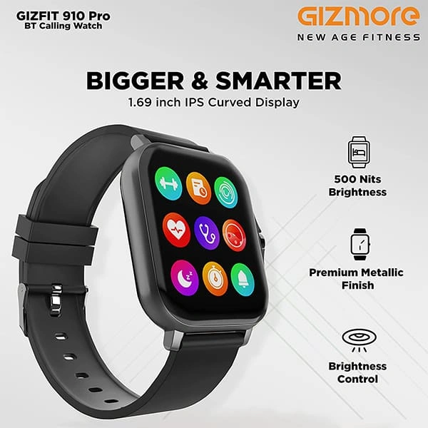 Gizmore GIZMORE GIZFIT 910 Pro Bluetooth Smartwatch - Silver - Silver