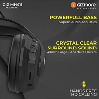 Gizmore GIZMORE GIZMH411 Hi-Bass Wireless Headphones - Black - Black