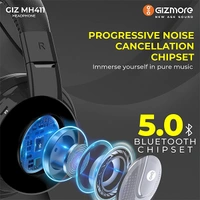 Gizmore GIZMORE GIZMH411 Hi-Bass Wireless Headphones - Black - Black