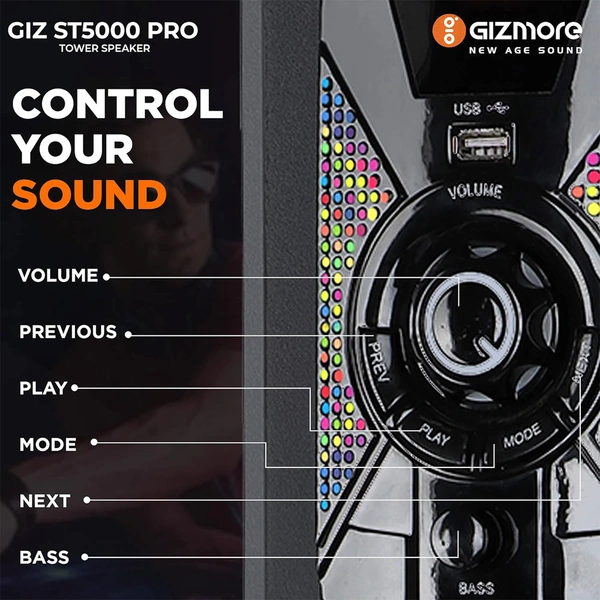 Gizmore ST5000 PRO 50W Bluetooth Tower Speaker