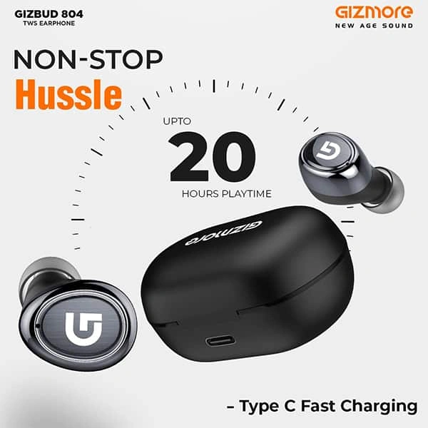 Gizmore GIZMORE TWS 804 Bluetooth Wireless Earbuds - White - White