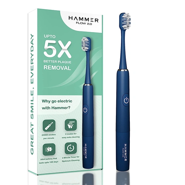 Hammer Flow 2.0 Electric Toothbrush with 2 Replaceable Brush Heads - Blue - Blue