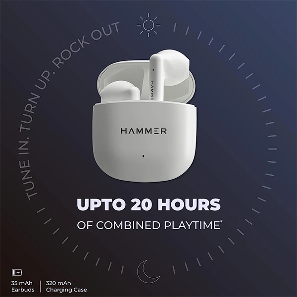 Hammer KO Pro Truly Wireless Earbuds with Smart Touch Controls - Black, Red, Silver