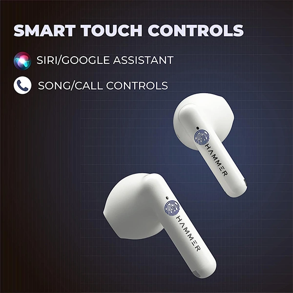 Hammer KO Pro Truly Wireless Earbuds with Smart Touch Controls - Black, Red, Silver