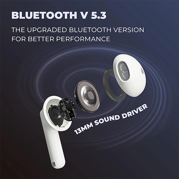 Hammer KO Pro Truly Wireless Earbuds with Smart Touch Controls - Black, Red, Silver