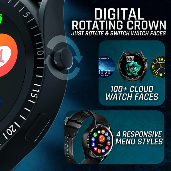 Hammer HAMMER Pulse Ace Plus Round dial Bluetooth Calling Smartwatch