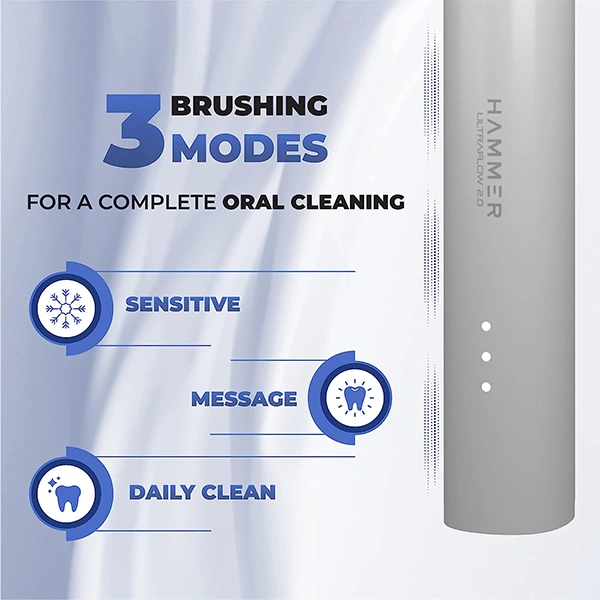 Hammer Ultra Flow 2.0 Premium Electric Toothbrush with 2 Replaceable Heads - Black - Black