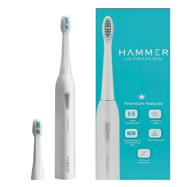 Hammer Ultra Flow Electric Toothbrush (31000 Strokes Per Minute) - White - White